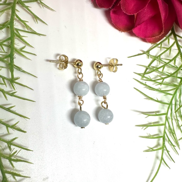 Saval Jewelry Jewelry - NEW⚜️Raw Aquamarine Beaded Earrings